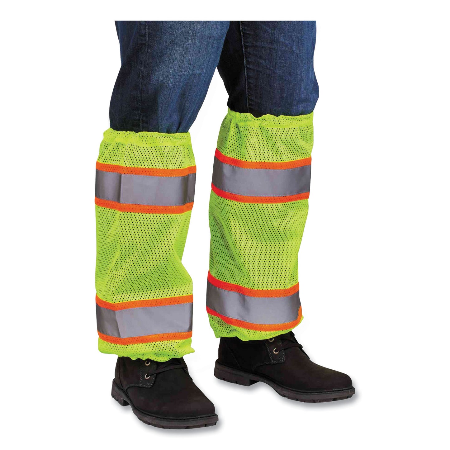 ergodyne GloWear 8009 Class E Two-Tone Mesh Leg Gaiters, One Size Fits Most, Lime (29093)