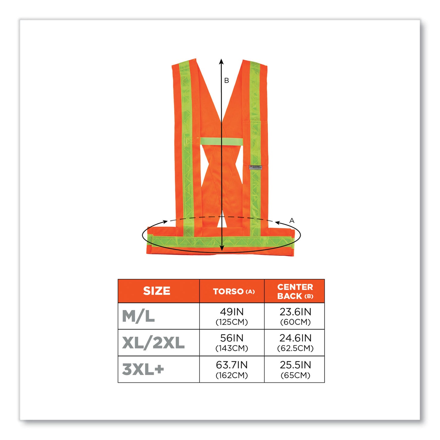 ergodyne GloWear 8140BA Class 1 Breakaway Sash, Polyester, 3X-Large Plus, Orange (27019)