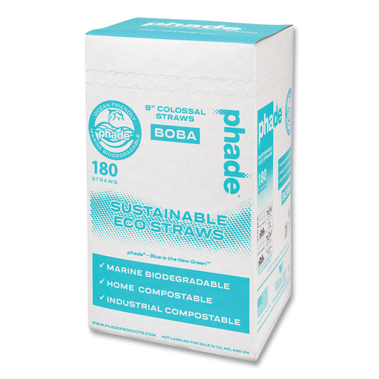 phade Marine Biodegradable Straws, Boba Straws, 9", Ocean Blue, 720/Carton (511208)