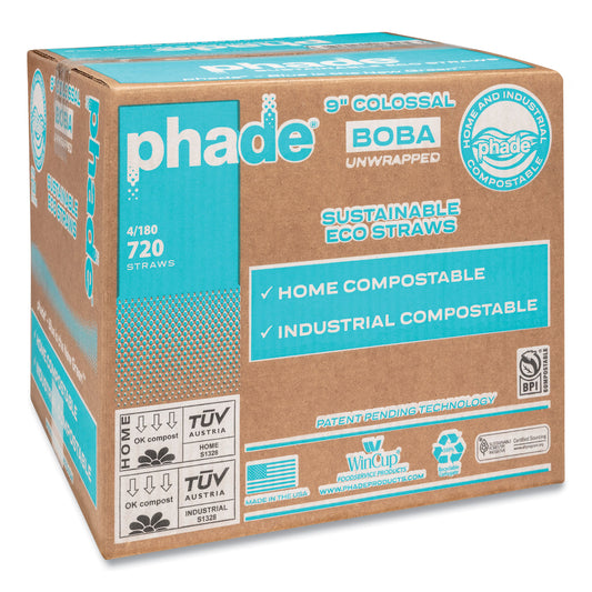 phade Marine Biodegradable Straws, Boba Straws, 9", Ocean Blue, 720/Carton (511207)