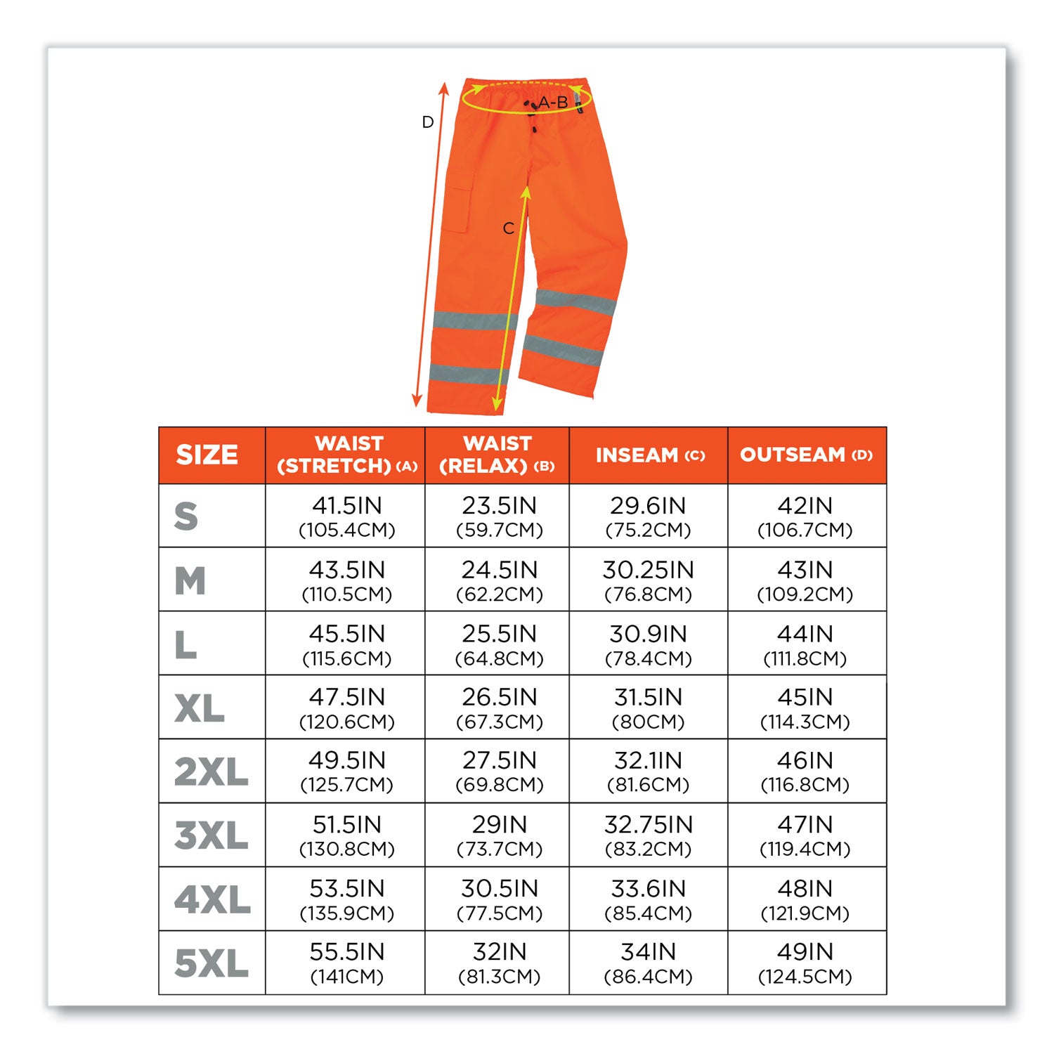 ergodyne GloWear 8925 Class E Hi-Vis Thermal Pants, Medium, Orange (24443)