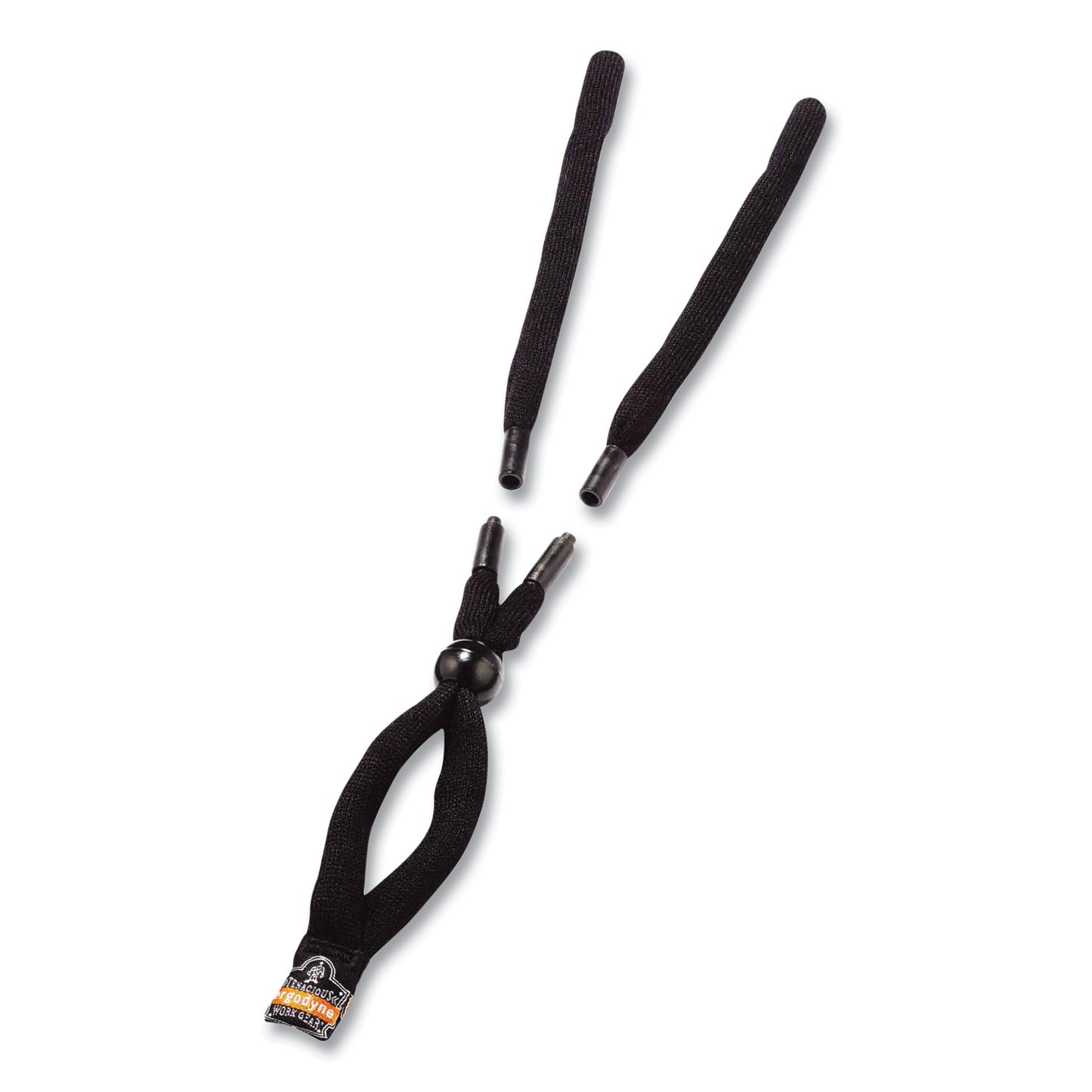 ergodyne Skullerz 3215 Cotton Breakaway Eyewear Lanyard, Cotton Barrel Slide Fastener, 12" Long, Black (19212)