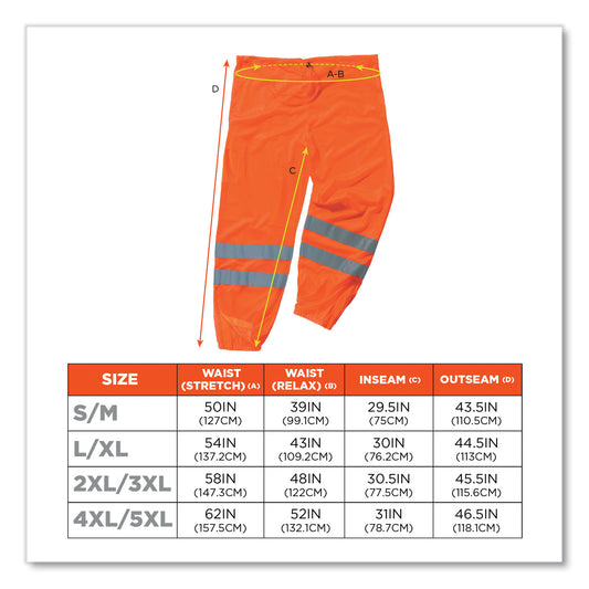 ergodyne GloWear 8910 Class E Hi-Vis Pants, Large/X-Large, Orange (22855)