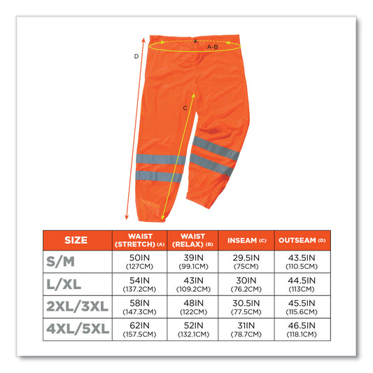 ergodyne GloWear 8910 Class E Hi-Vis Pants, 4X-Large/5X-Large, Orange (22859)