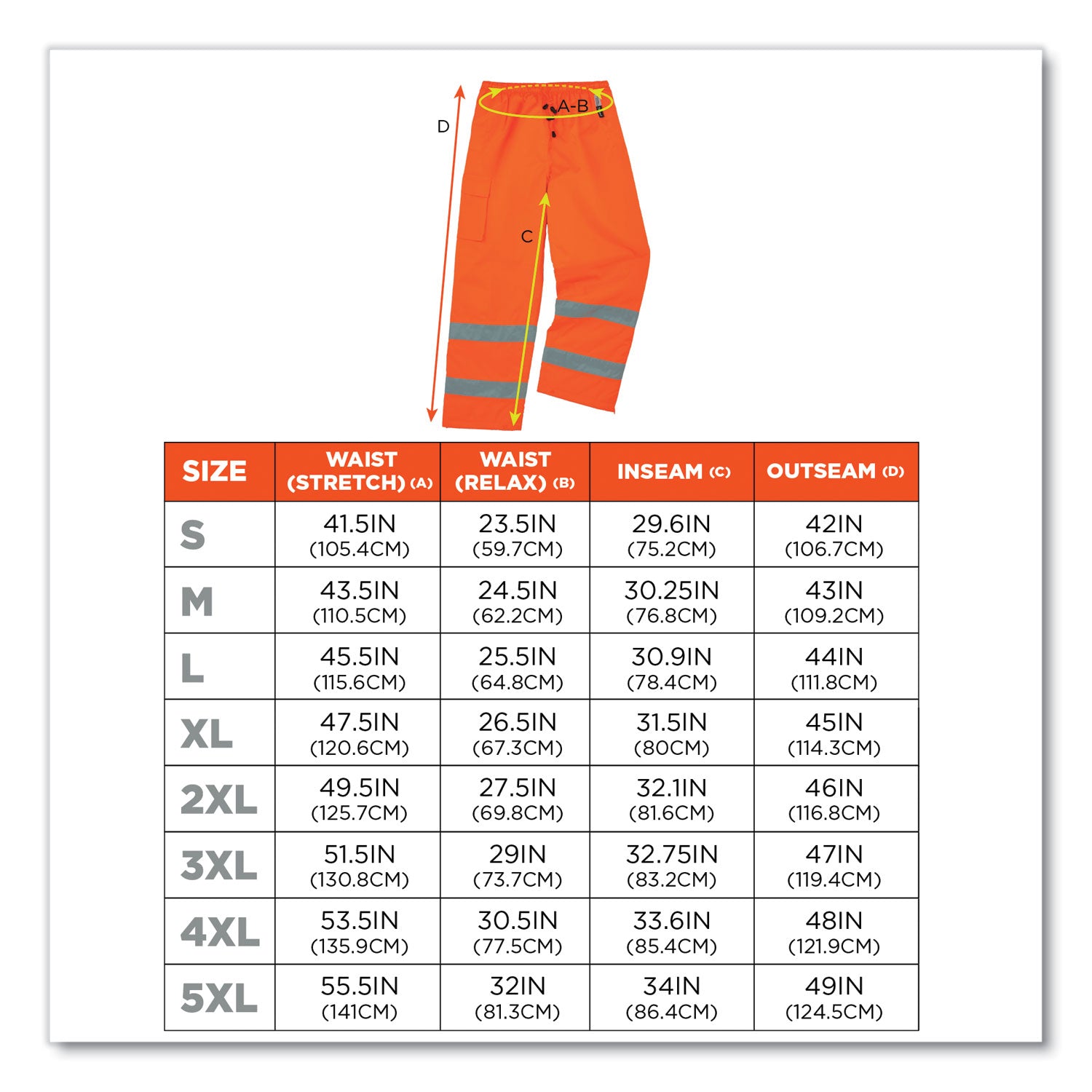 ergodyne GloWear 8925 Class E Hi-Vis Thermal Pants, Small, Orange (24442)