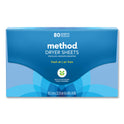 Method Dryer Sheets, Fresh Air, 80/Box, 6 Boxes/Carton (318048)