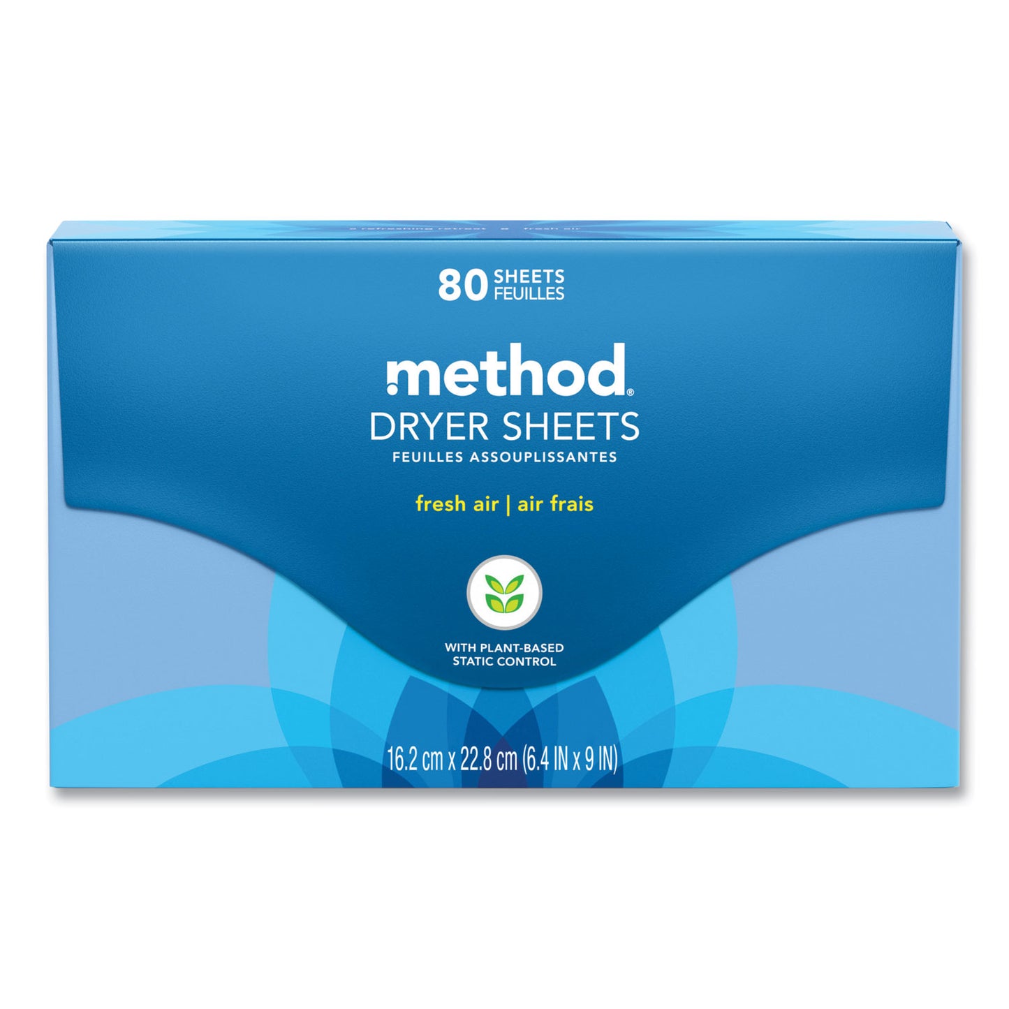 Method Dryer Sheets, Fresh Air, 80/Box, 6 Boxes/Carton (318048)