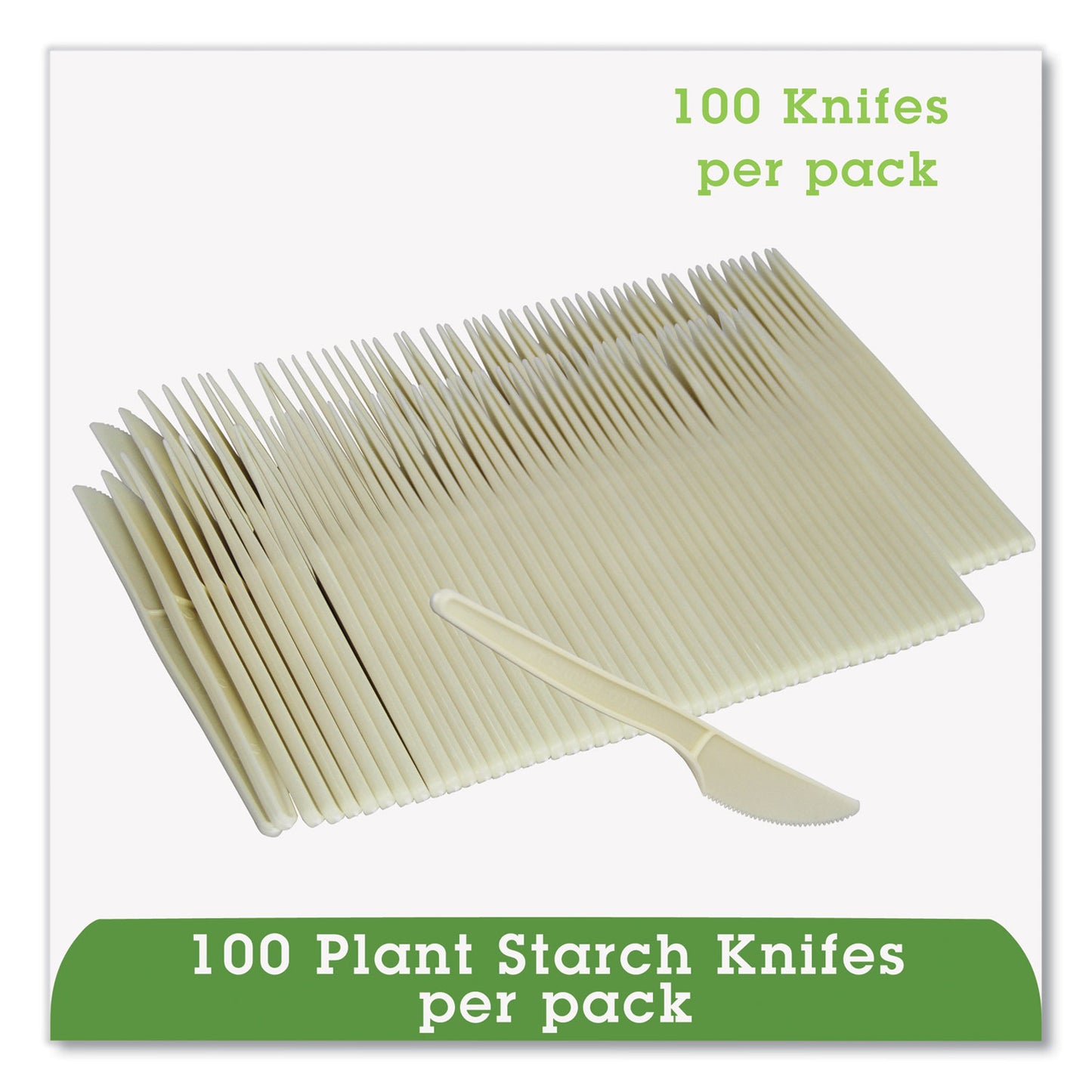 WNA EcoSense Renewable Plant Starch Cutlery, Knife, 7", 50/Pack (EPS001PK)