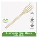 WNA EcoSense Renewable Plant Starch Cutlery, Fork, 7", 50/Pack (EPS002PK)