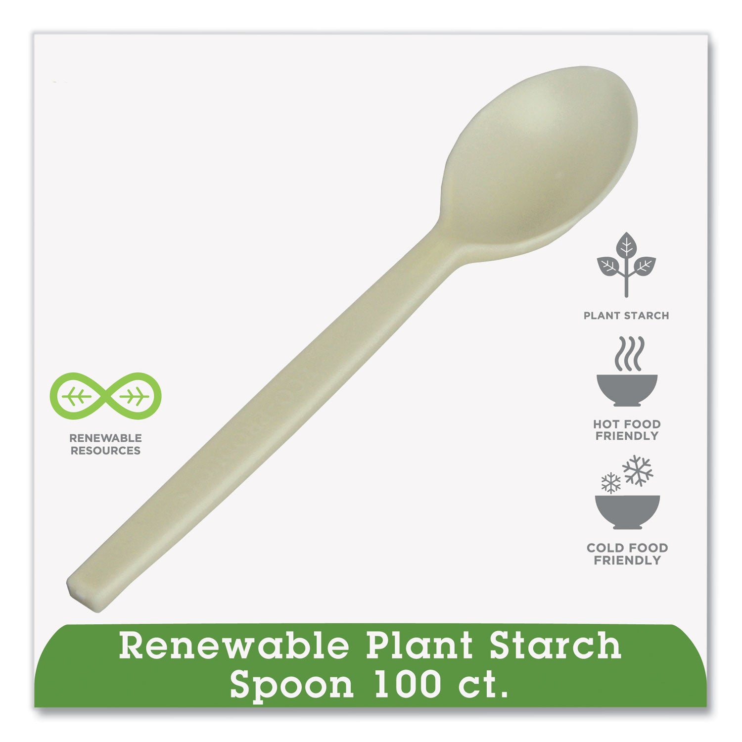 WNA EcoSense Renewable Plant Starch Cutlery, Spoon, 7", 50/Pack (EPS003PK)