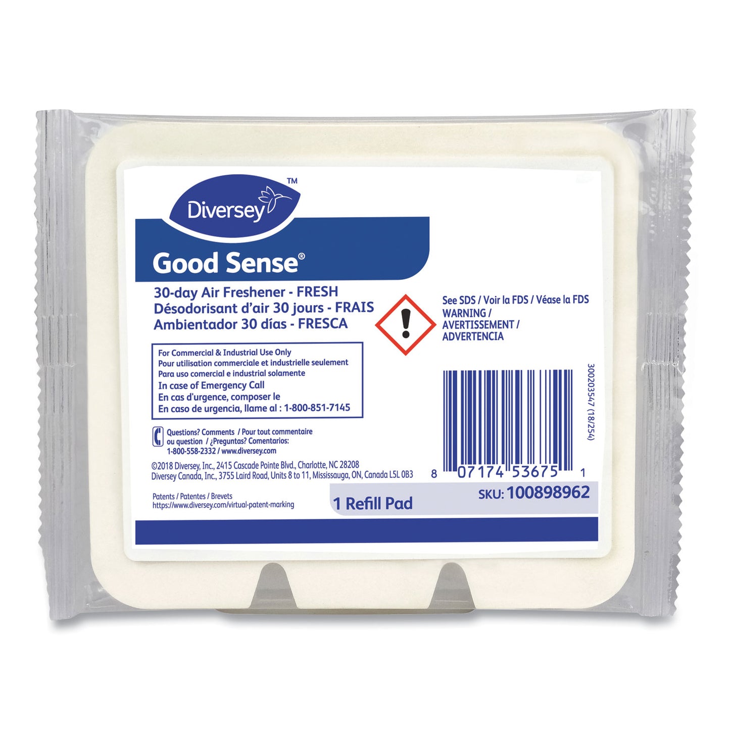 Diversey Good Sense 30-Day Air Freshener, Fresh, 12/Carton (100898962)