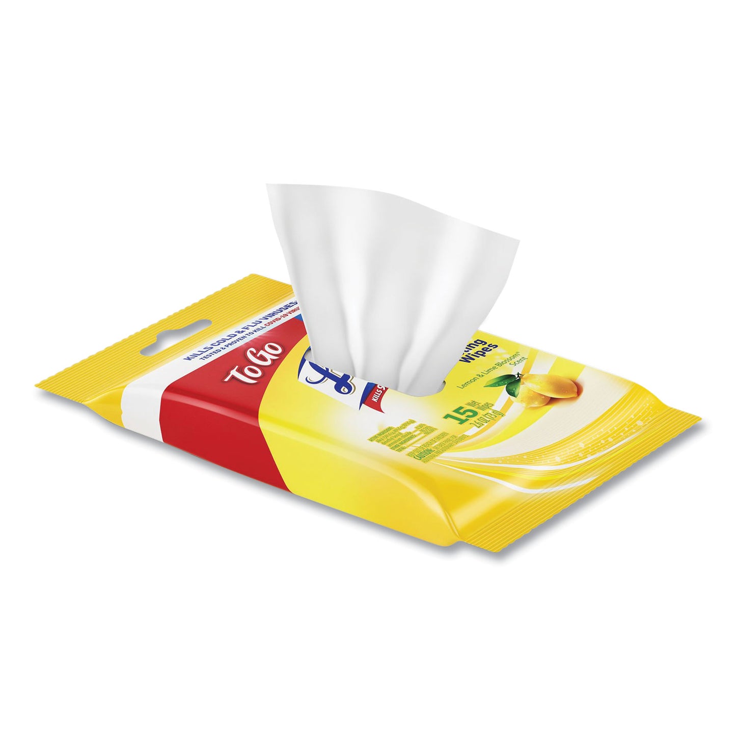 LYSOL Disinfecting Wipes Flatpacks, 1-Ply, 6.69 x 7.87, Lemon and Lime Blossom, White, 15 Wipes/Flat Pack, 24 Flat Packs/Carton (99799CT)