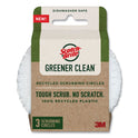 Scotch-Brite Greener Clean Recycled Scrubbing Circle, 3.5" Diameter, 0.7" Thick, White, 3/Pack (215GC)