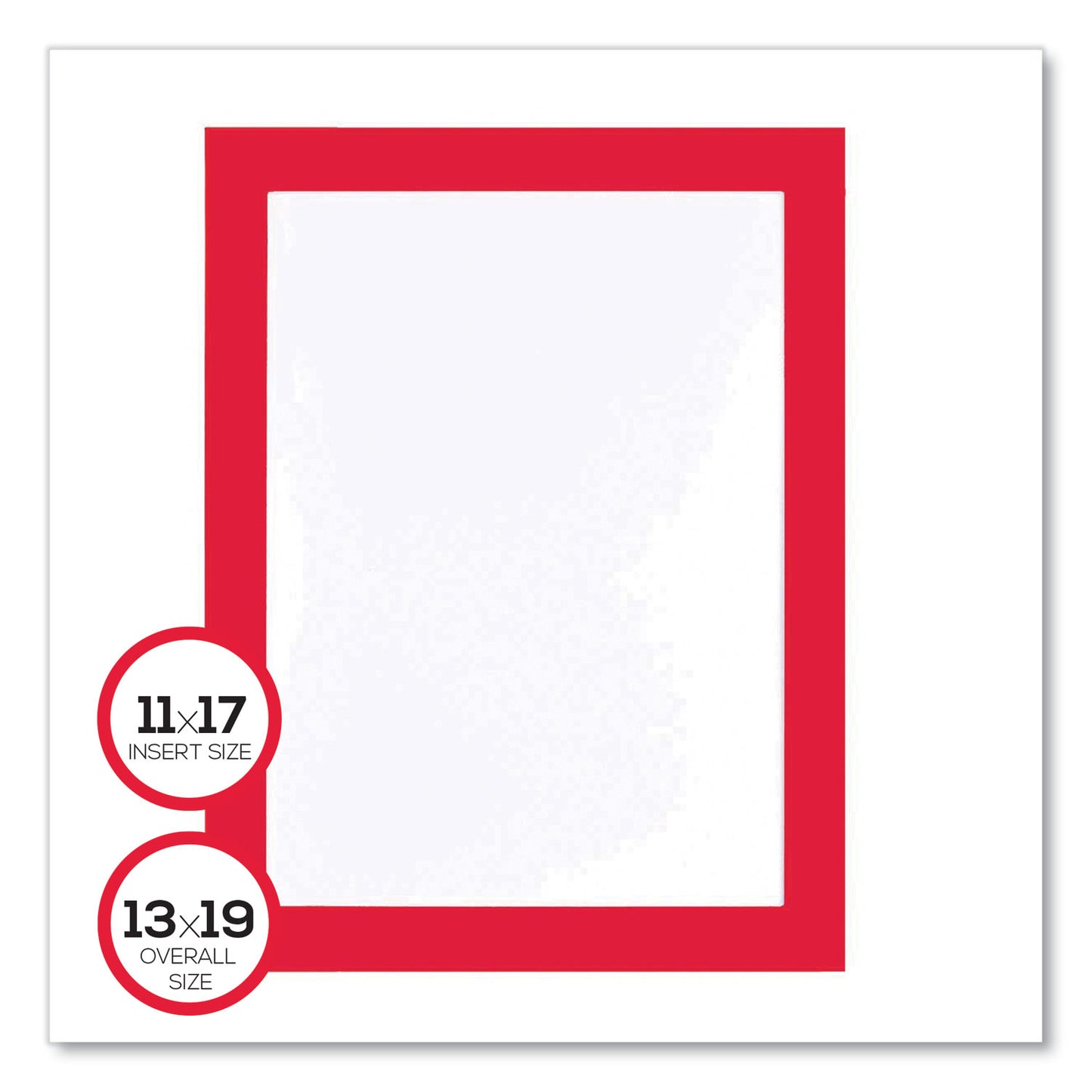 Deflecto Self Adhesive Sign Holders, 11 x 17 Insert, Clear with Red Border, 2/Pack (68886R)