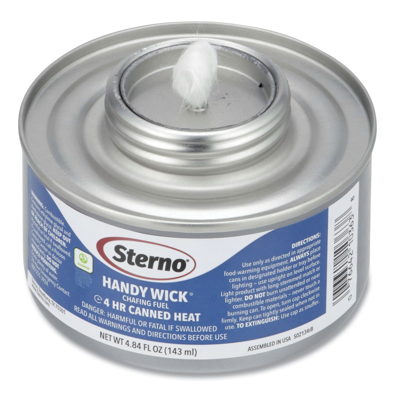 Sterno Handy Wick Chafing Fuel, Methanol, 4 Hour Burn, 4.84 oz Can, 24/Carton (10364)