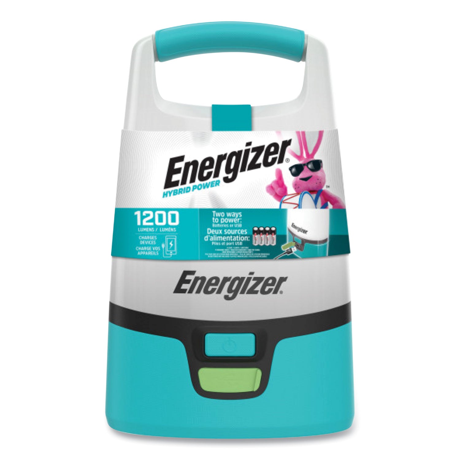 Energizer Vision Hybrid Lantern, 4 AA (Sold Separately), 1 Rechargeable Lithium Ion (Sold Separately), Teal/White (ENALUH28)