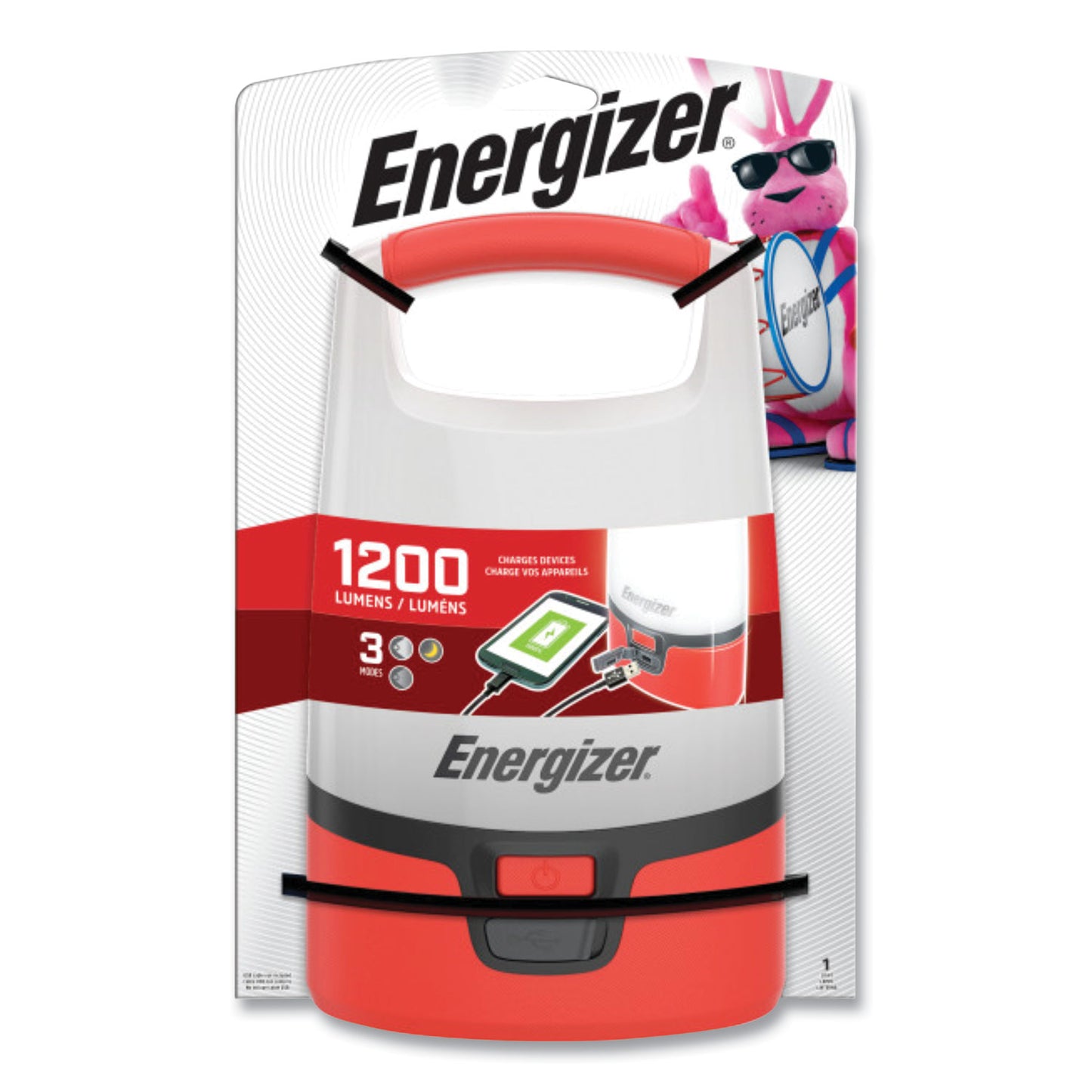 Energizer Vision LED USB Lantern, 4 D Batteries (Sold Separately), Red/White (ENALU451E)