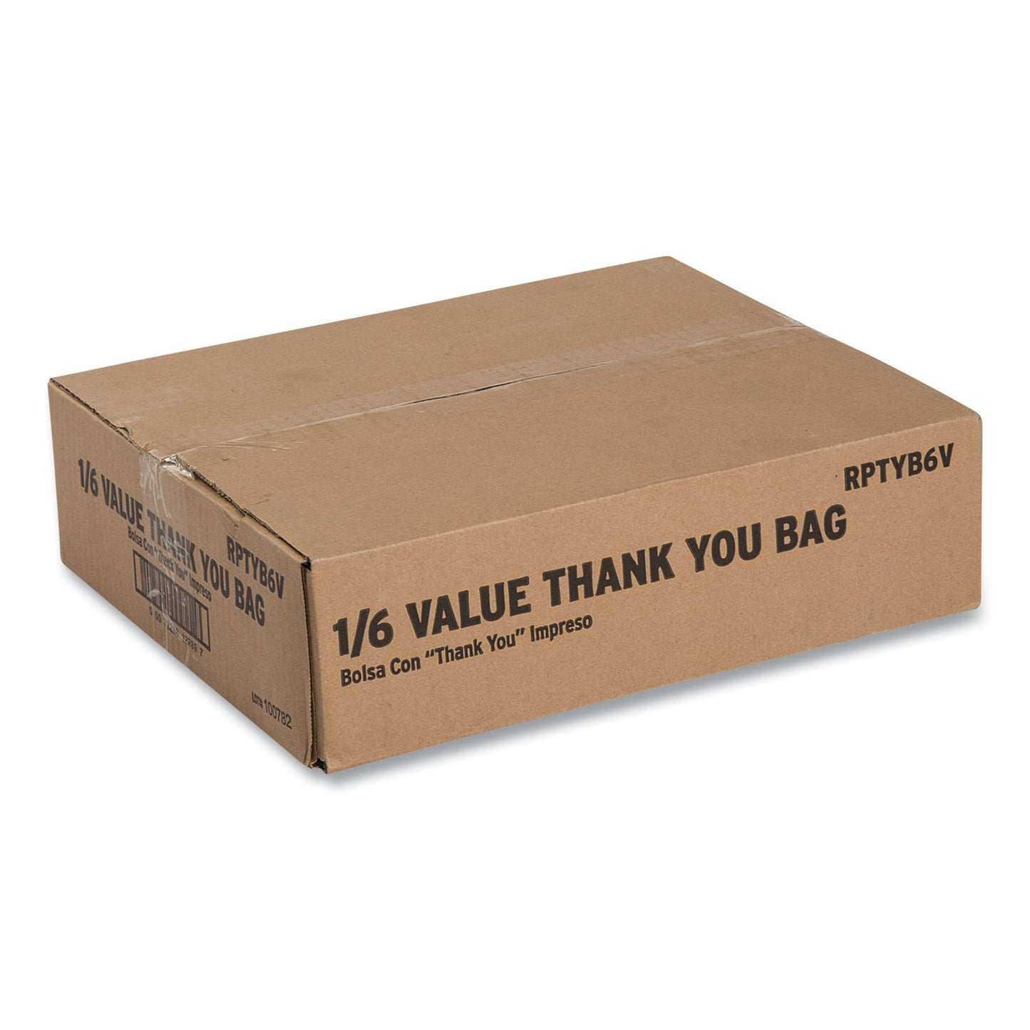 AmerCareRoyal Thank You Bags, Thank You - Have a Nice Day Labeling, Cut-Out Handles, 11.5" x 20" x 20", White/Red, 775/Carton (RPTYB6V)