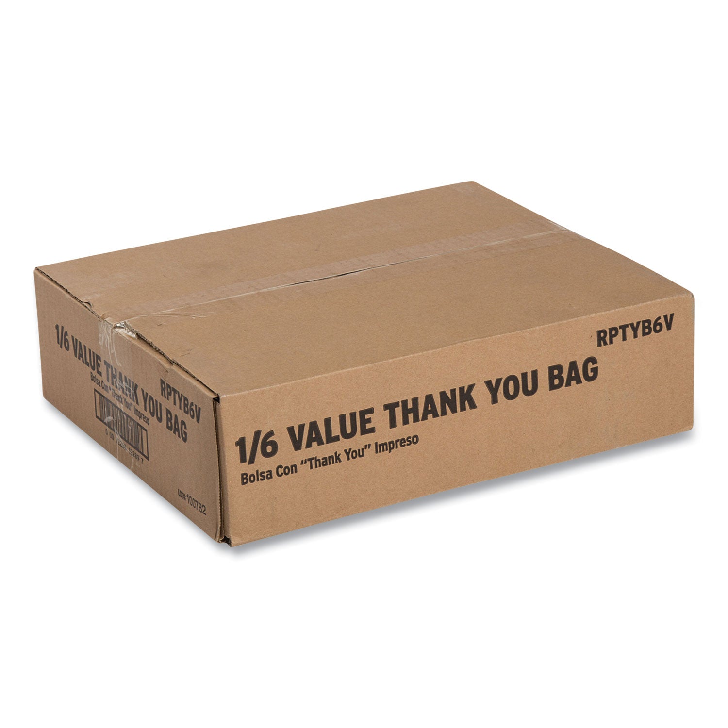 AmerCareRoyal Thank You Bags, Thank You - Have a Nice Day Labeling, Cut-Out Handles, 11.5" x 20" x 20", White/Red, 775/Carton (RPTYB6V)