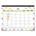 Blue Sky Teacher Dots Academic Desk Pad, 22 x 17, Black Binding, Clear Corners, 12-Month (July to June): 2024 to 2025 (105496)