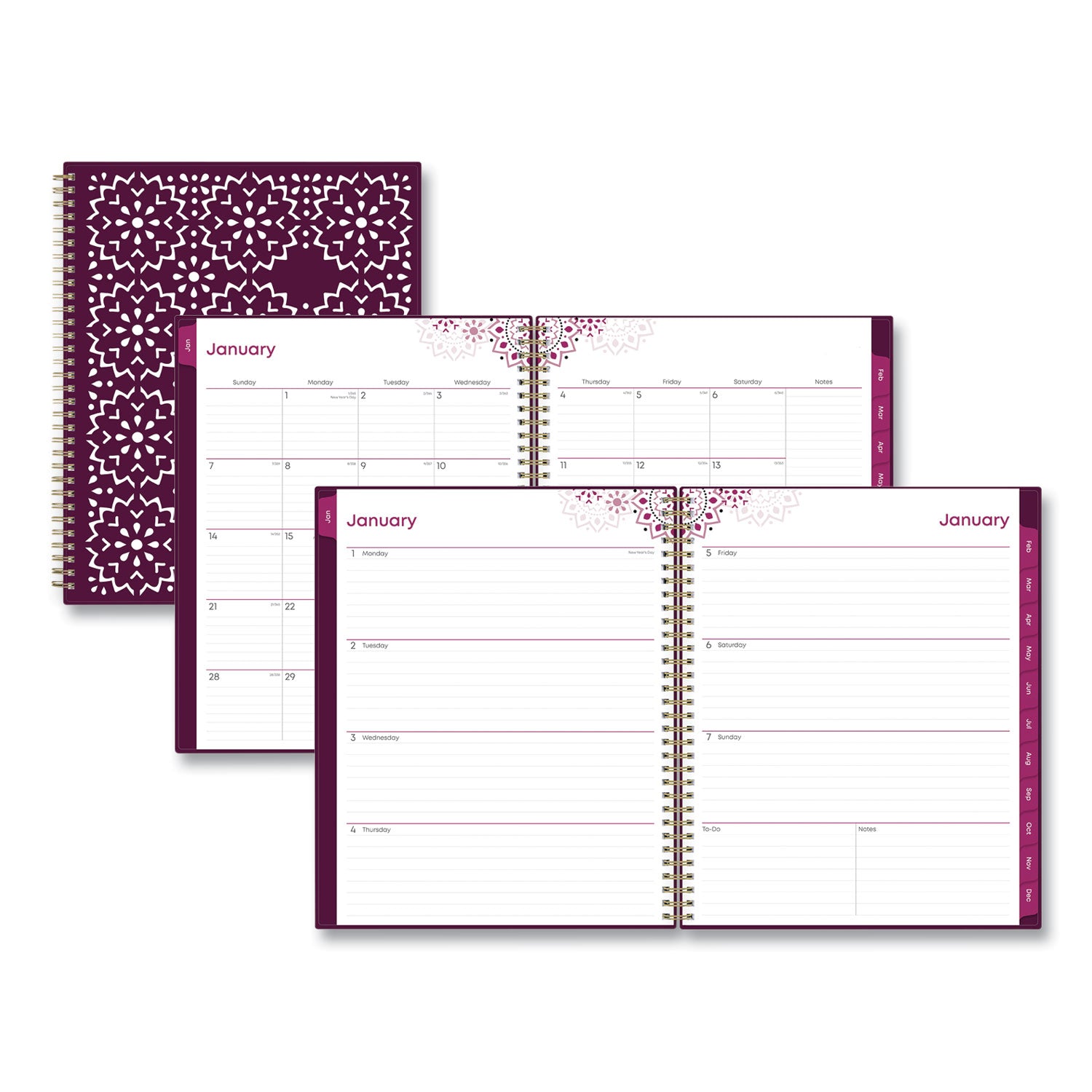 Blue Sky Gili Weekly/Monthly Planner, Jewel Tone Artwork, 11 x 8.5, Plum Cover, 12-Month (Jan to Dec): 2025 (117889)