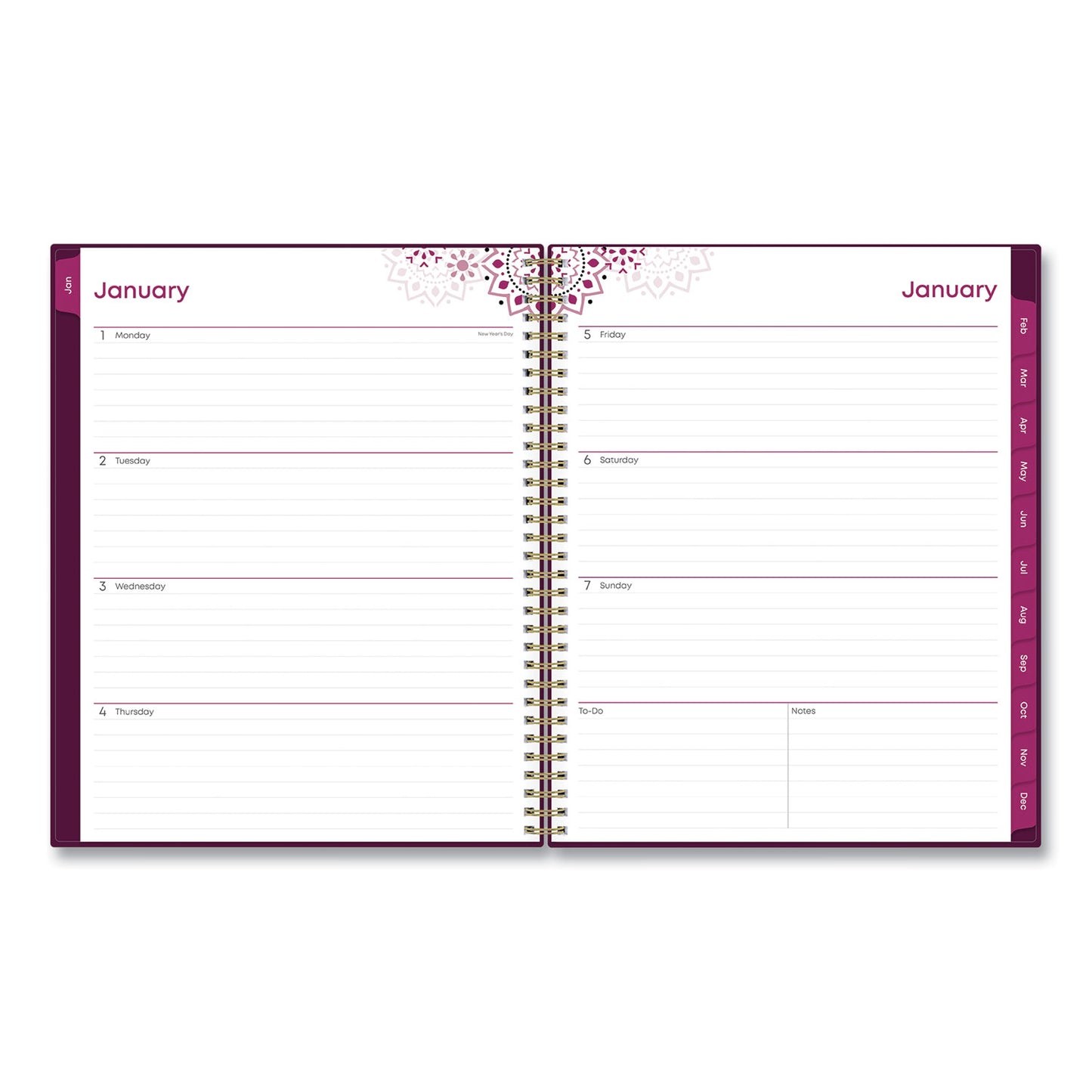 Blue Sky Gili Weekly/Monthly Planner, Jewel Tone Artwork, 11 x 8.5, Plum Cover, 12-Month (Jan to Dec): 2025 (117889)