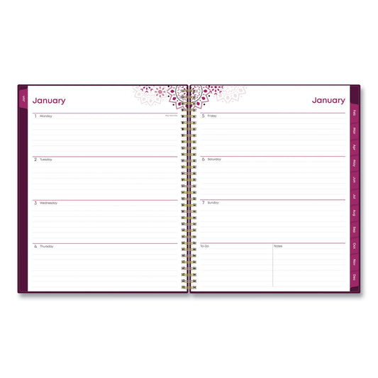 Blue Sky Gili Weekly/Monthly Planner, Jewel Tone Artwork, 11 x 8.5, Plum Cover, 12-Month (Jan to Dec): 2025 (117889)