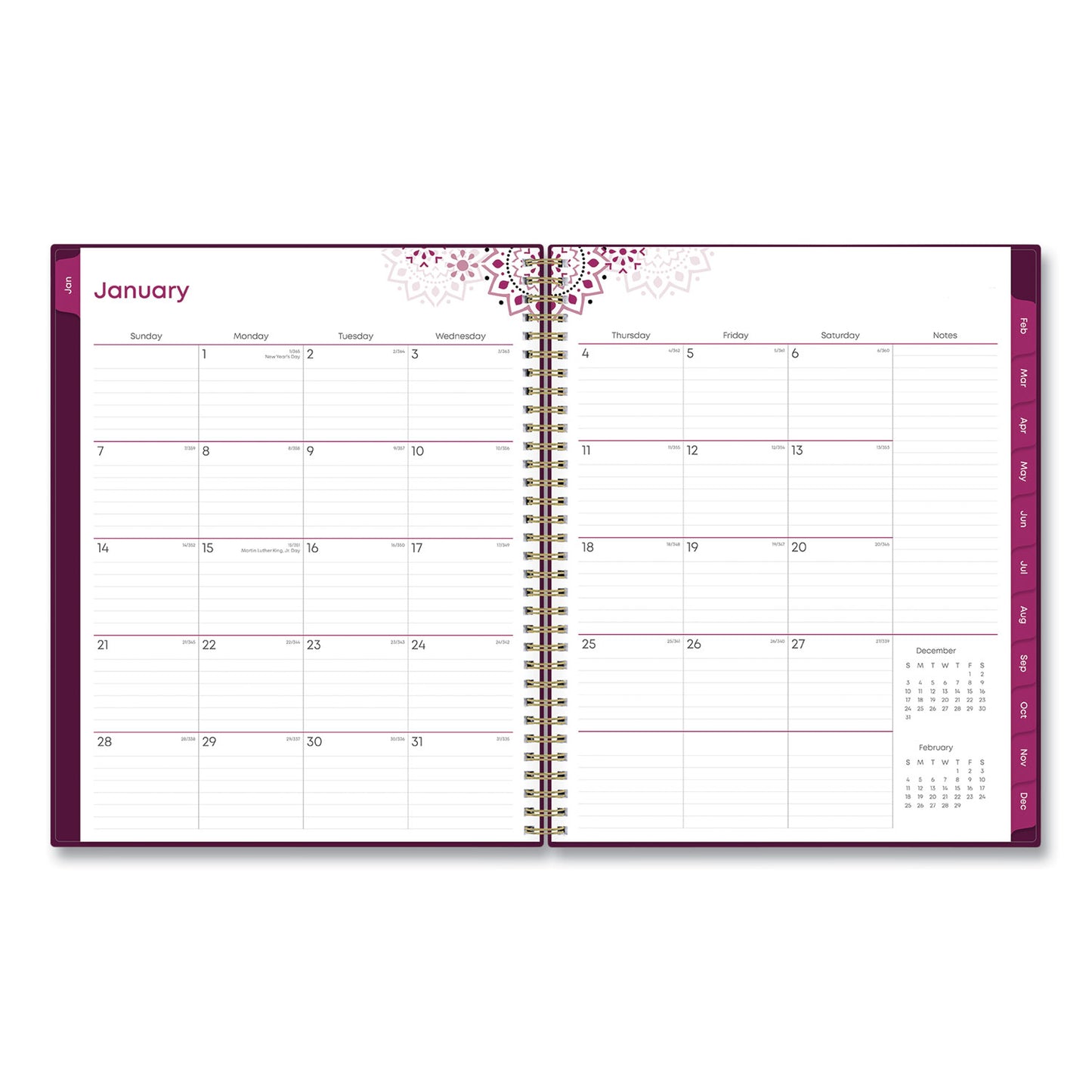 Blue Sky Gili Weekly/Monthly Planner, Jewel Tone Artwork, 11 x 8.5, Plum Cover, 12-Month (Jan to Dec): 2025 (117889)