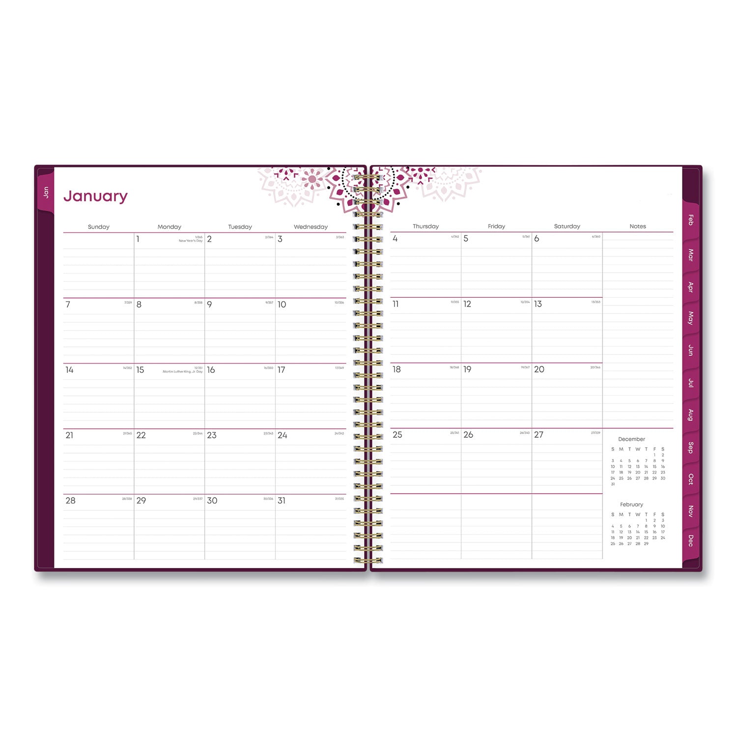 Blue Sky Gili Weekly/Monthly Planner, Jewel Tone Artwork, 11 x 8.5, Plum Cover, 12-Month (Jan to Dec): 2025 (117889)