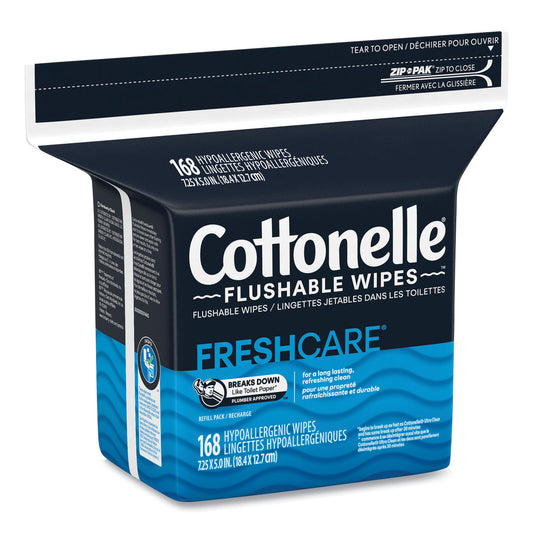 Cottonelle Fresh Care Flushable Cleansing Cloths, 1-Ply, 5 x 7.25, White, 168/Pack (10358EA)