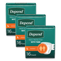 Depend Incontinence Protection with Tabs, 35" to 49" Waist, 16/Pack, 3 Packs/Carton (35458)