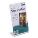 NuDell Clear Plastic Slanted L-Shaped Countertop Sign Holder, Side-Load, Horizontal/Vertical Orientation, 4 x 6 Insert (35446)