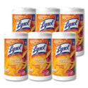 LYSOL Brand Disinfecting Wipes, 1-Ply, 7 x 7.25, Mango and Hibiscus, White, 80 Wipes/Canister, 6 Canisters/Carton (97181)