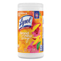 LYSOL Brand Disinfecting Wipes, 1-Ply, 7 x 7.25, Mango and Hibiscus, White, 80 Wipes/Canister, 6 Canisters/Carton (97181)