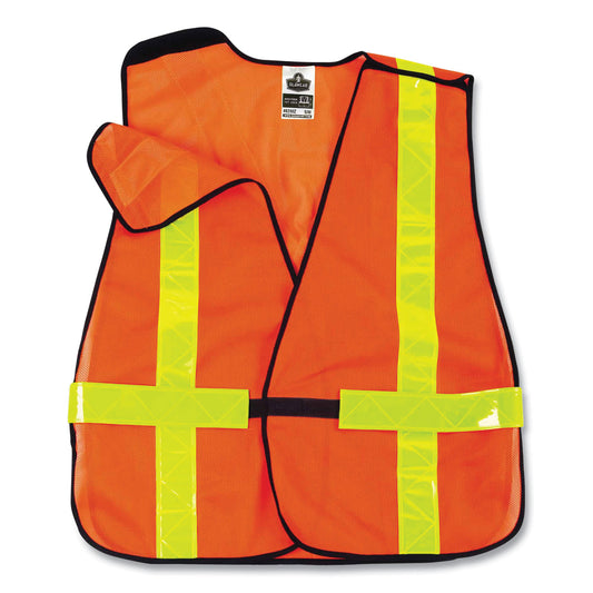 ergodyne GloWear 8080BAX Non-Certified X-Back Hi-Vis Safety Vest, Polyester, One Size Fits Most, Orange/Yellow (26030)