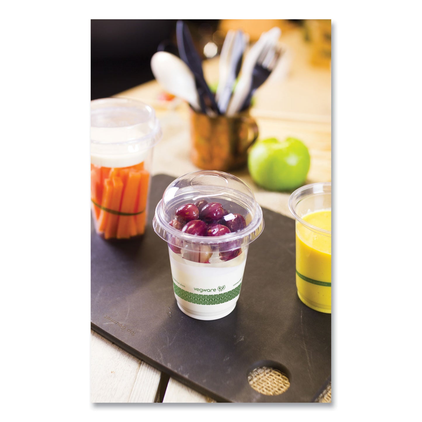 Vegware 76-Series Cold Cup, Compostable, 7 oz, Clear/Green, 1,000/Carton (R200G)