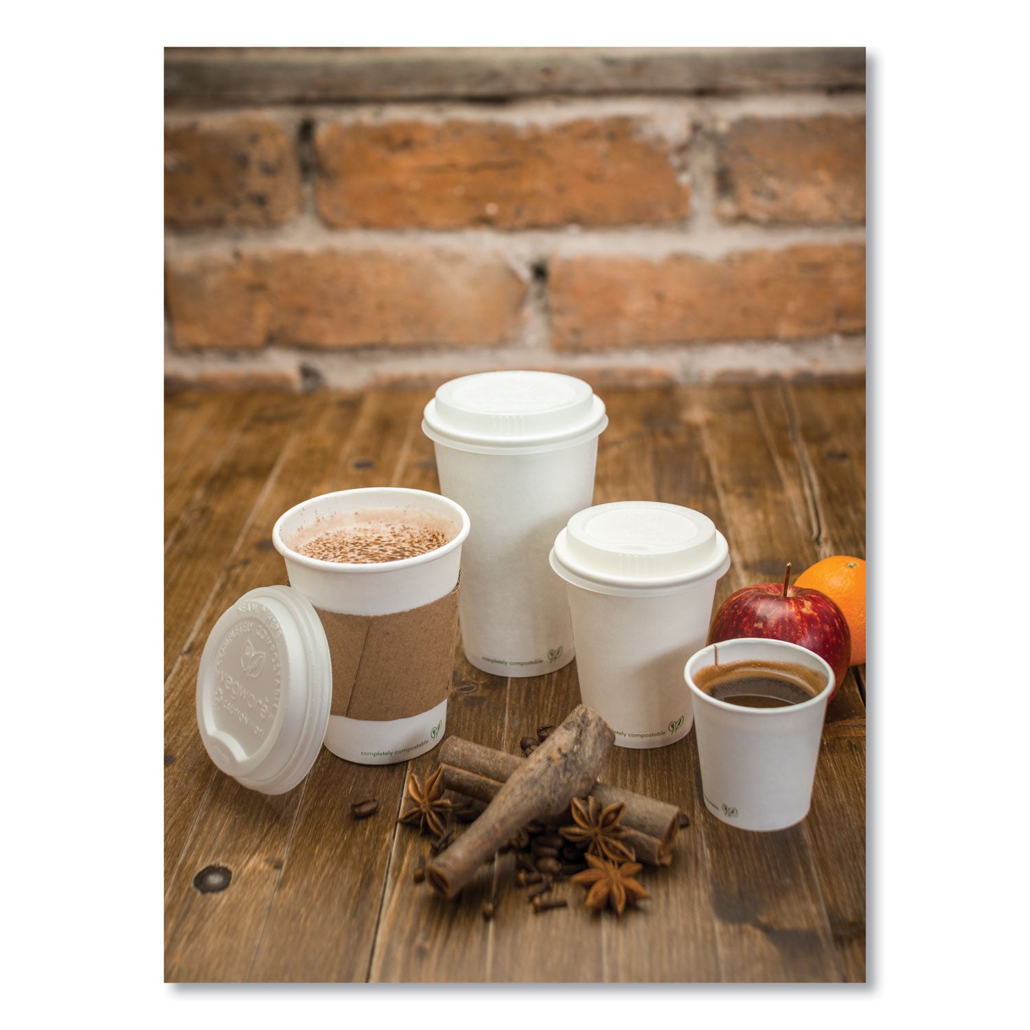 Kraft Hot Cup Sleeves, Compostable, Fits Vegware 89-Series Hot Cups, Kraft, 1,000/Carton (Q2)