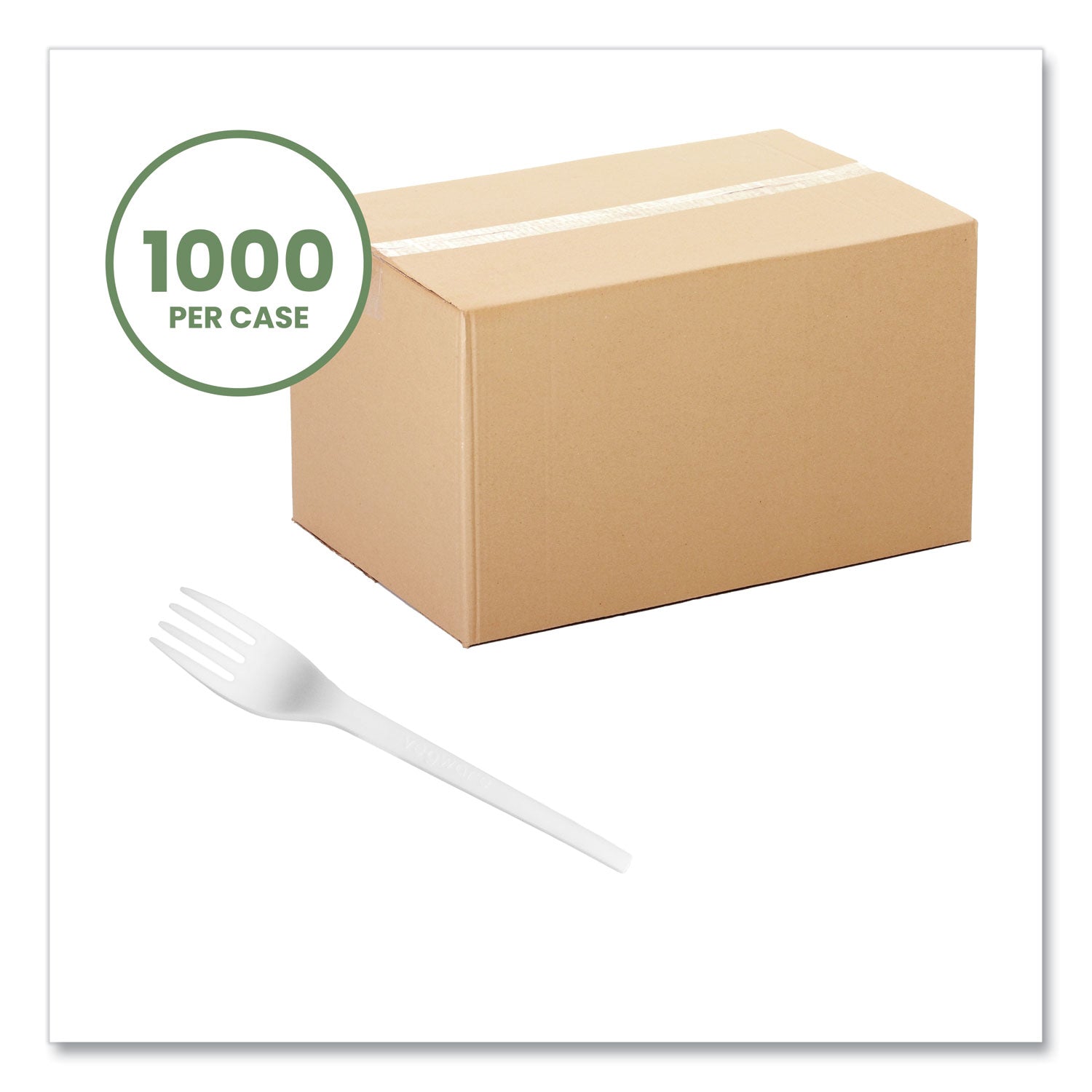 Vegware White CPLA Cutlery, Compostable, Fork, 1,000/Carton (VWFK65)