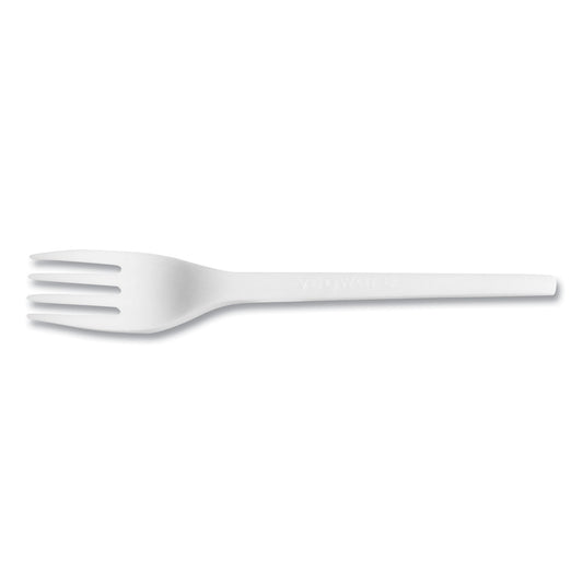 Vegware White CPLA Cutlery, Compostable, Fork, 1,000/Carton (VWFK65)