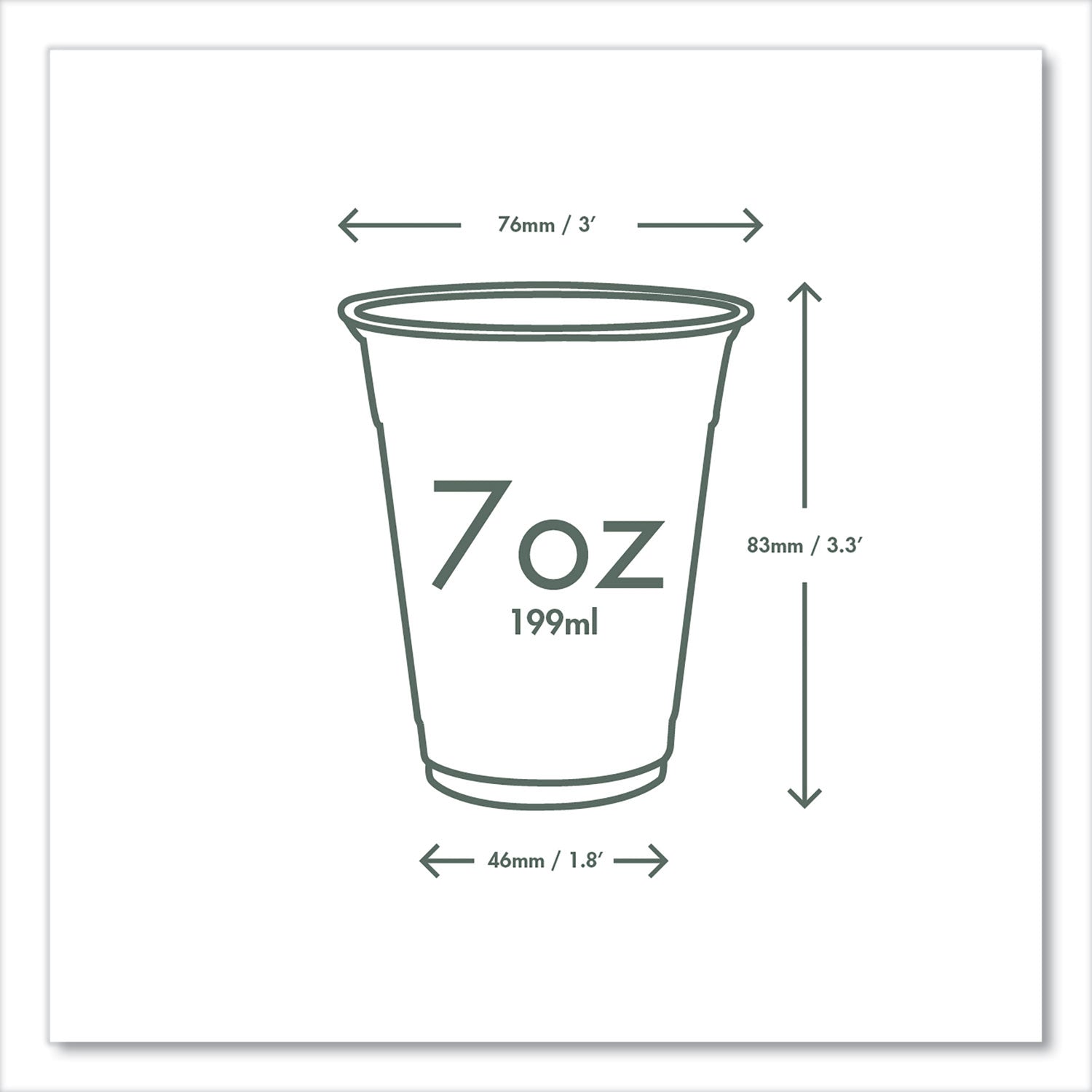 Vegware 76-Series Cold Cup, Compostable, 7 oz, Clear/Green, 1,000/Carton (R200G)