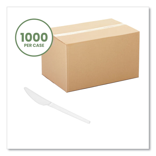 Vegware White CPLA Cutlery, Compostable, Knife, 1,000/Carton (VWKN65)