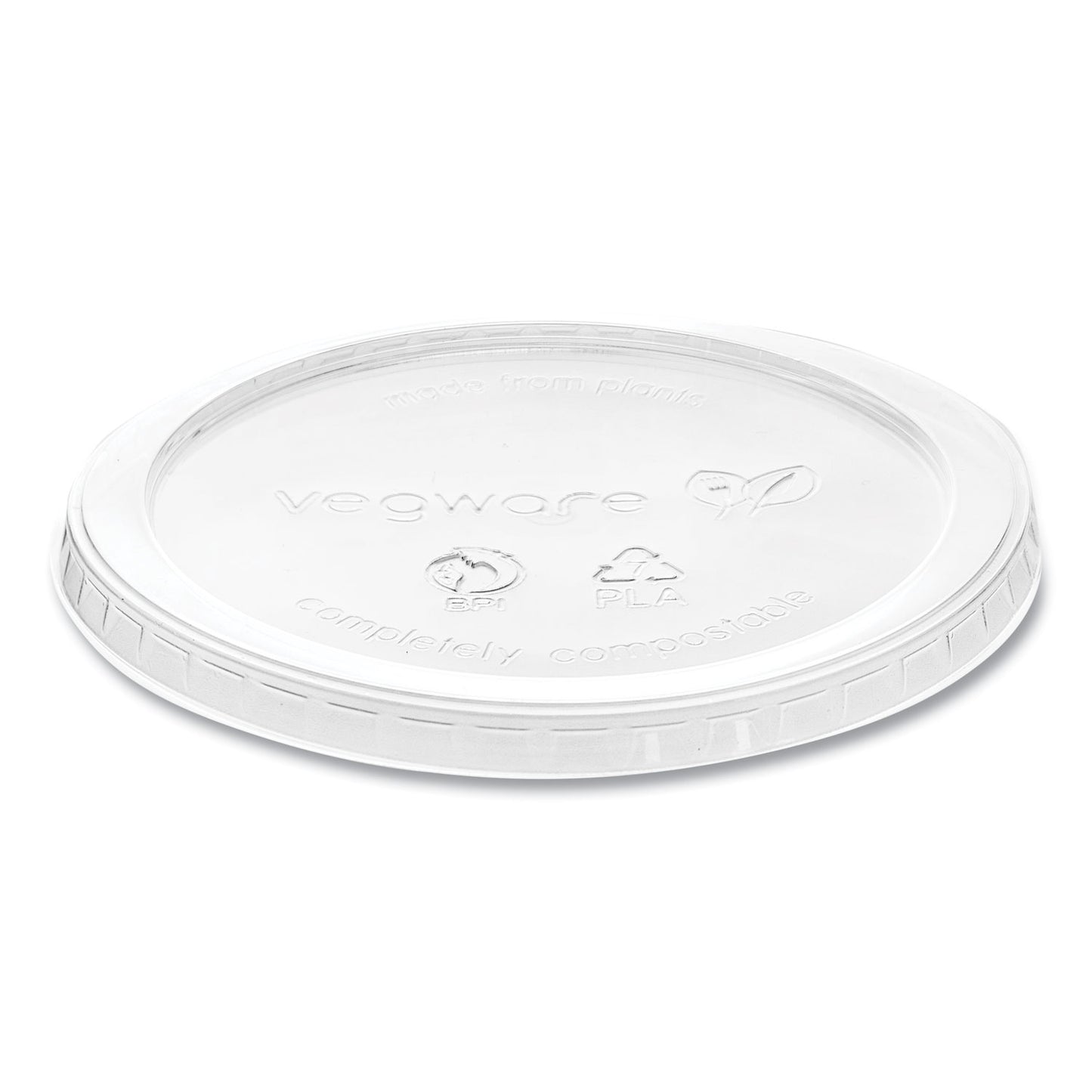 Vegware Round Deli Pot Lids, Compostable, For 8 oz to 32 oz Deli Containers, Plastic, 500/Carton (VDC120H)