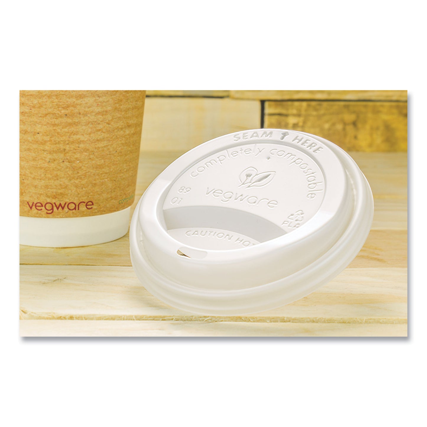 Vegware 89 Series Hot Cup Lids, Compostable, Fits 89-Series Hot Cups, White, 1,000/Carton (VLID89S)