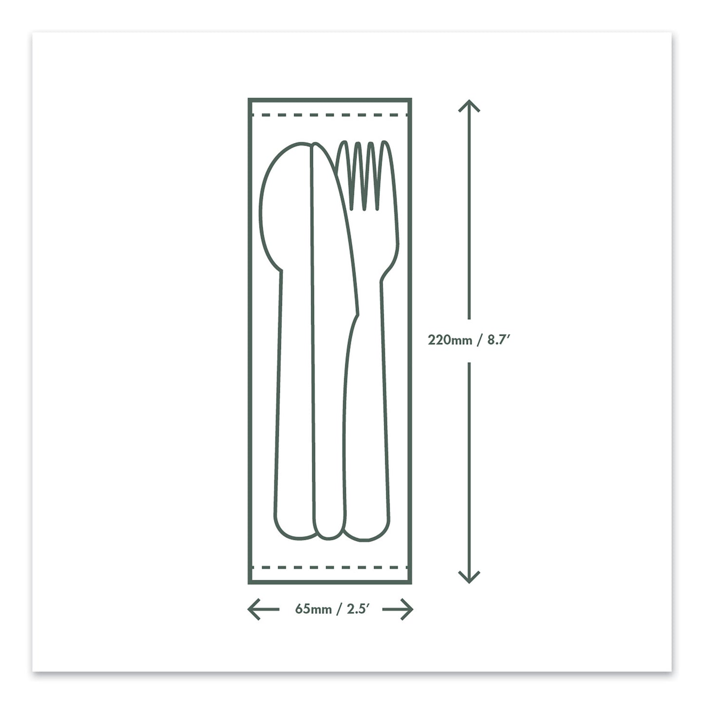 Vegware Cutlery Kits, Compostable, Fork/Knife/Spoon/Napkin, White, 250/Carton (VWKFSWN)