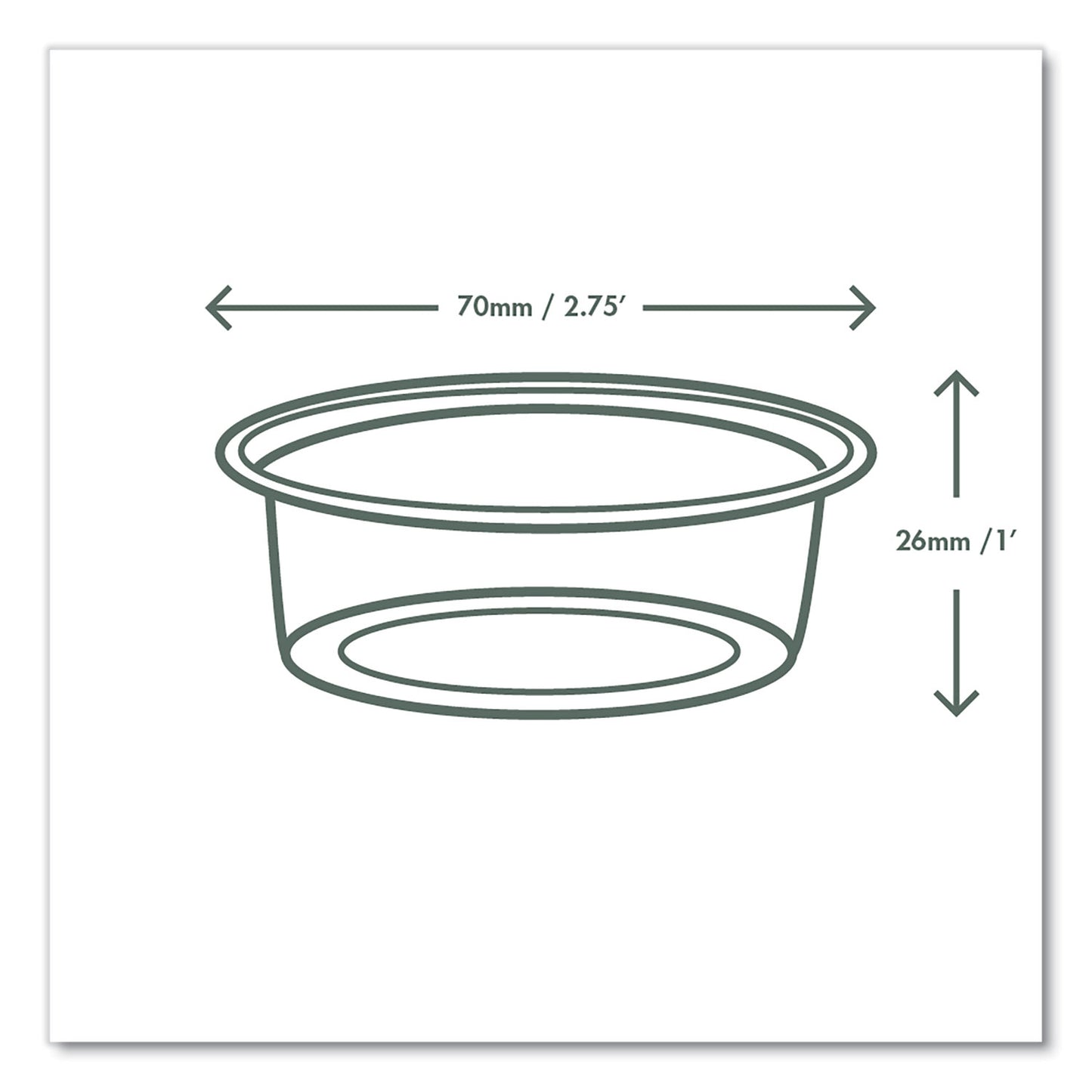 Vegware Portion Pots, Compostable, 2 oz, Clear, 2,000/Carton (CF7057)