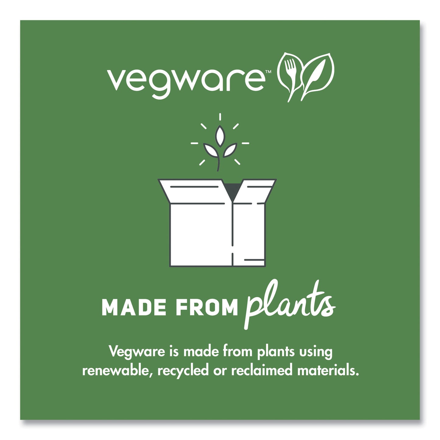 Vegware White Molded Fiber Clamshell Container, Compostable, 7.9 x 7.9 x 2.9, White, Sugarcane, 200/Carton (WHBRG8HW)