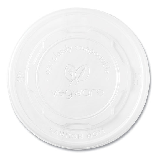 Vegware 115-Series Flat Hot Lids, Compostable, For Use With 115-Series Soup Containers, White, Plastic, 500/Carton (VLID115S)