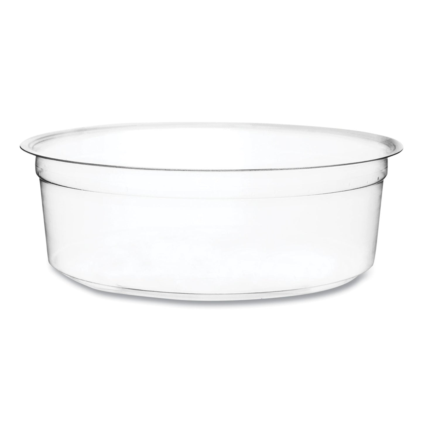 Vegware Round Deli Pots, Compostable, 8 oz, 4.6" Diameter x 1.5"h, Clear, Plastic, 500/Carton (CFDC08)