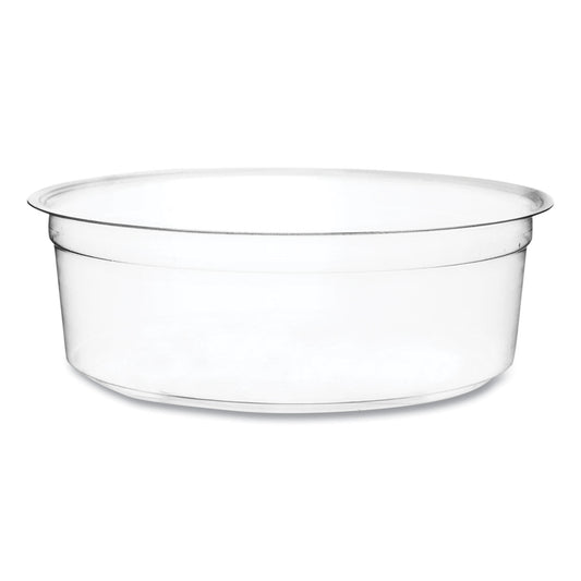 Vegware Round Deli Pots, Compostable, 8 oz, 4.6" Diameter x 1.5"h, Clear, Plastic, 500/Carton (CFDC08)