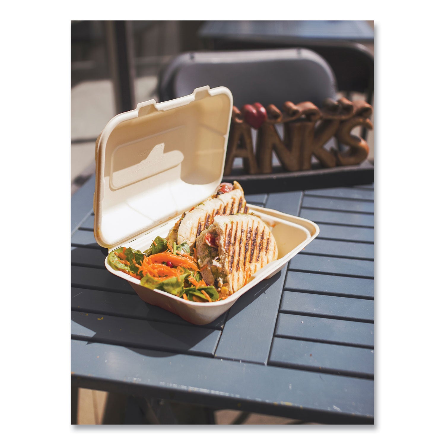 Vegware Nourish Molded Fiber Takeout Containers, Compostable, 6.1 x 9 x 2.9, Natural, Sugarcane, 200/Carton (VASH89N)